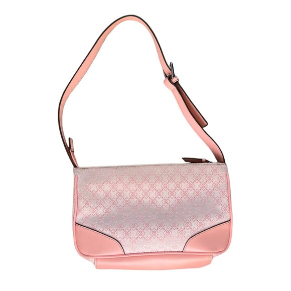 Y2K Liz Claiborne Canvas Faux Leather Shoulder Bag PinkCoquette Barbiecore - Picture 2 of 16